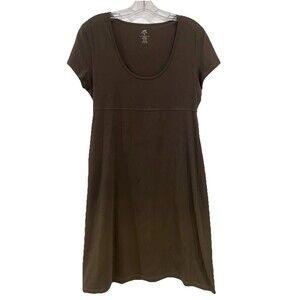 Horny Toad Organic Cotton Army Green Cap Sleeve Shift Knee Length Dress Medium